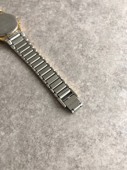Yves Saint Laurent YSL Logo Watch Silver×Black Vintage as4e87