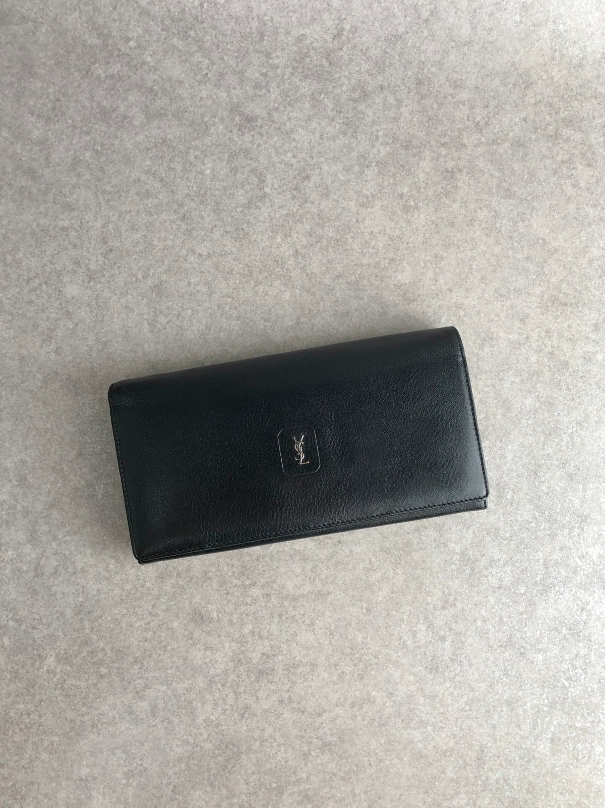 Yves Saint Laurent YSL Logo Long Wallet Black Vintage eh7xmb