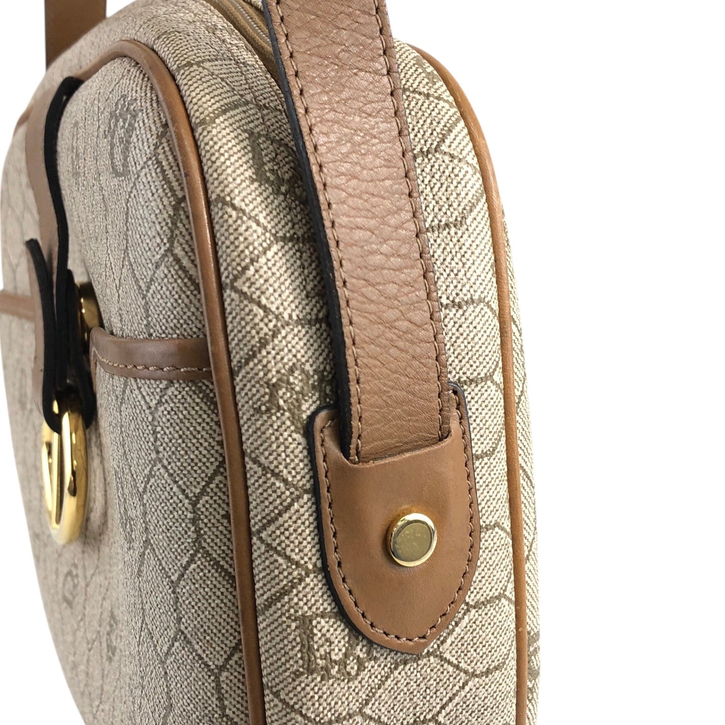 Christian Dior Honeycomb Pattern CD Logo Shoulder bag Beige Vintage 4axxsb