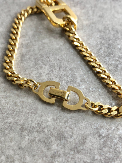 Christian Dior CD Logo Motif Bracelet Gold Vintage 67is3y