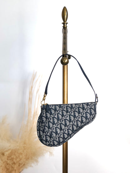 Christian Dior Trotter Handbag Shoulder bag Navy Vintage gicr78