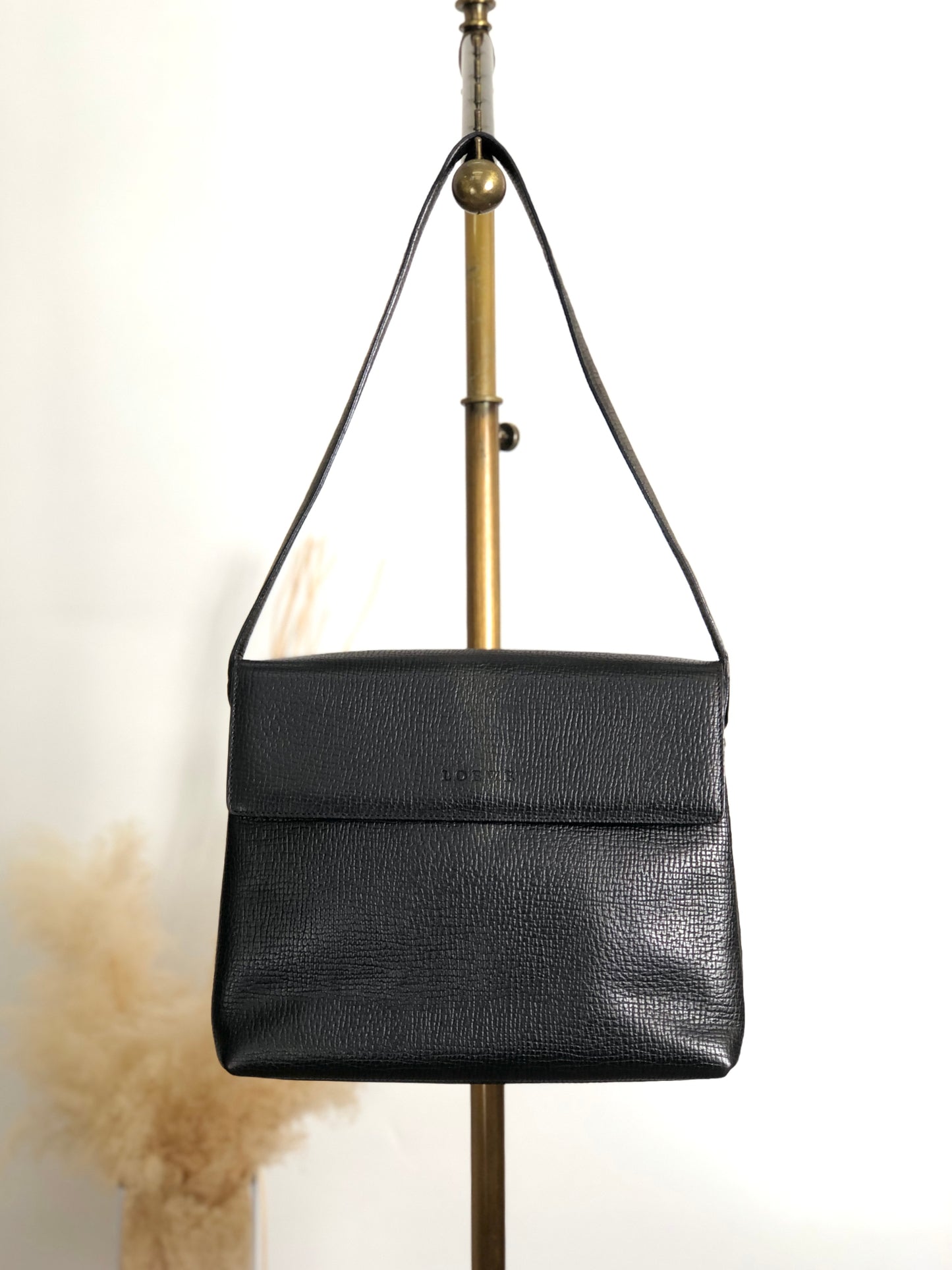 LOEWE Logo Embossed Shoulder bag Black Vintage htcz22