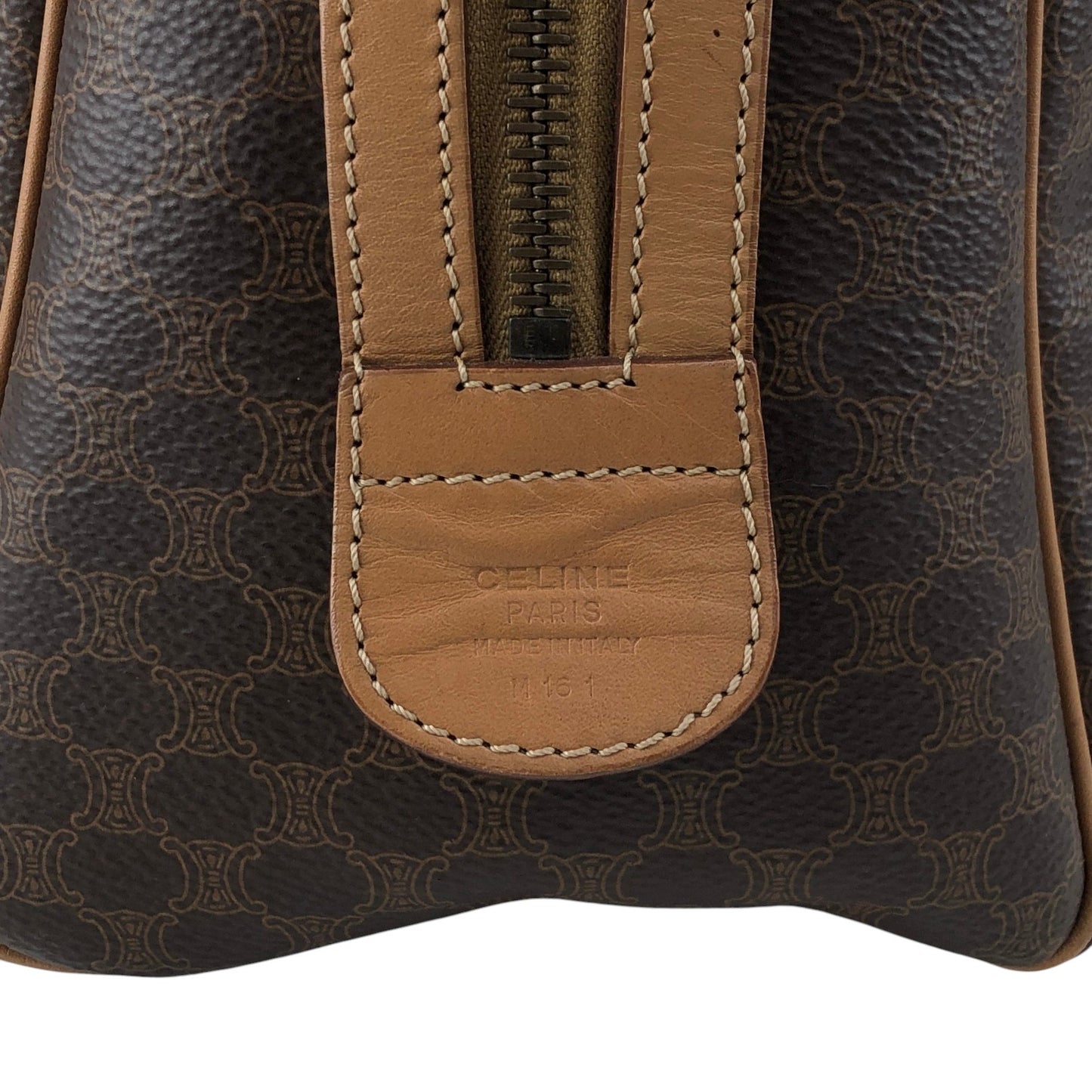 CELINE Macadam Blason Small Boston bag Handbag Brown Vintage tudkhm
