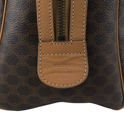 CELINE Macadam Blason Small Boston bag Handbag Brown Vintage tudkhm