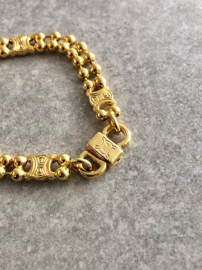 CELINE Triomphe Bracelet Gold Vintage 7da5xz