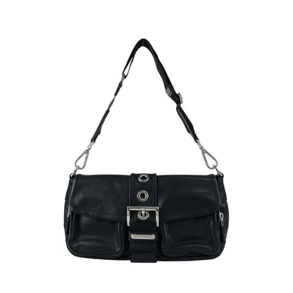 PRADA Triangle Logo Front Buckle  Shoulder bag Black Vintage  wsw3t2