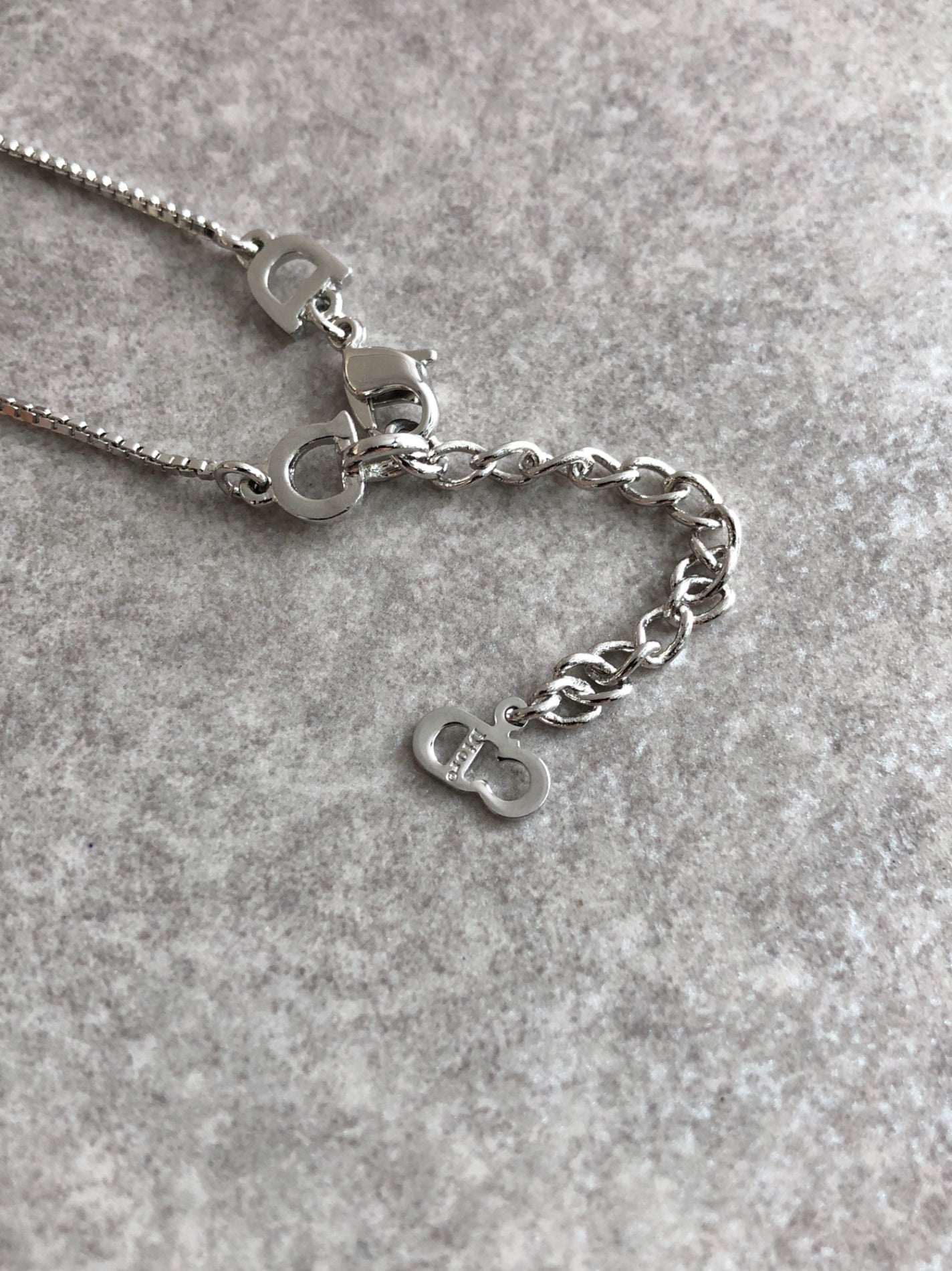 Christian Dior Logo  Motif Necklace Silver Vintage pidv5i