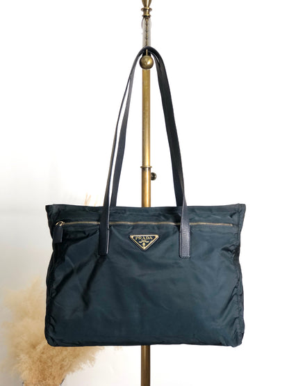 PRADA Tessuto Triangle Logo Totebag Black Vintage nvkgms