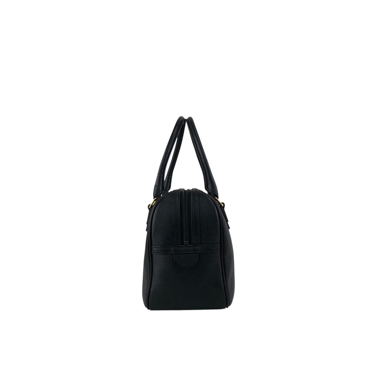 BURBERRY Logo Embossed Handbag Boston bag Black Vintage 2cz4a2
