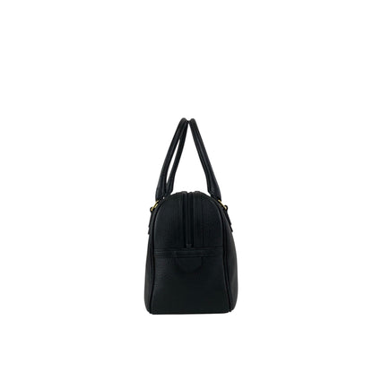 BURBERRY Logo Embossed Handbag Boston bag Black Vintage 2cz4a2