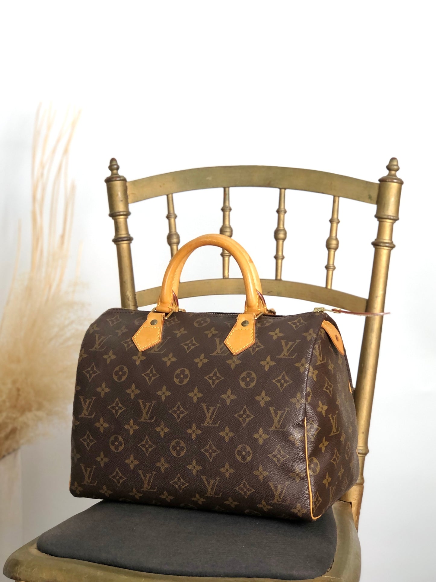 LOUIS VUITTON Monogram Handbag Boston bag Brown Vintage s2cksy