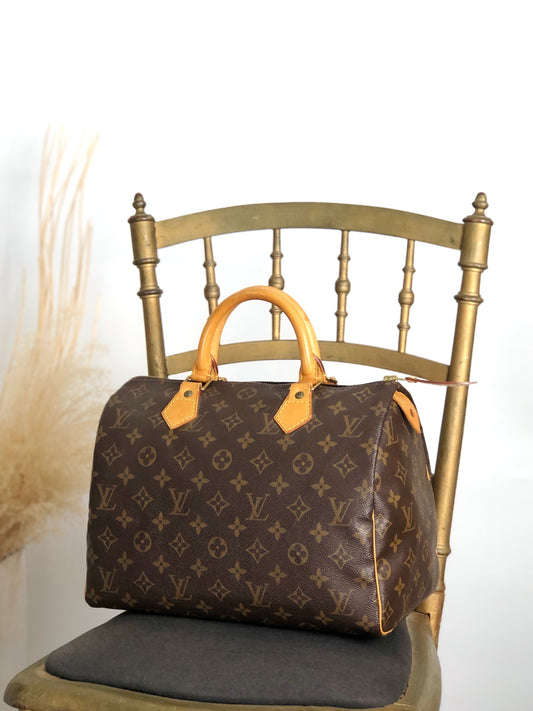 LOUIS VUITTON Monogram Handbag Boston bag Brown Vintage s2cksy