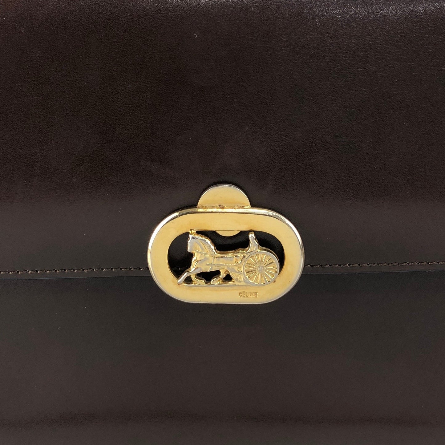 CELINE Triomphe Horse Carriage Shoulder bag Brown Vintage thyd2h