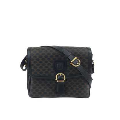 CELINE Macadam Front Buckle Shoulder bag Black Vintage n5nr8t