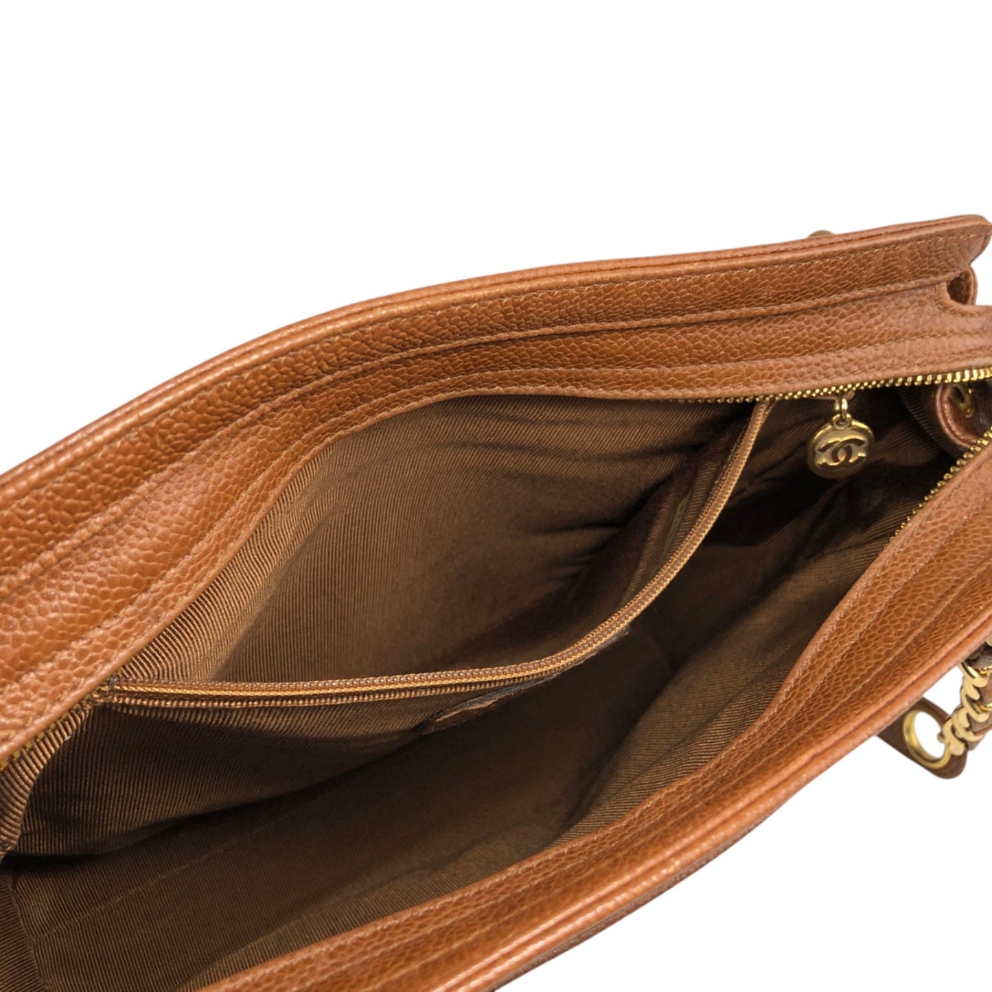 CHANEL Logo Shoulder bag Brown Vintage xufczz