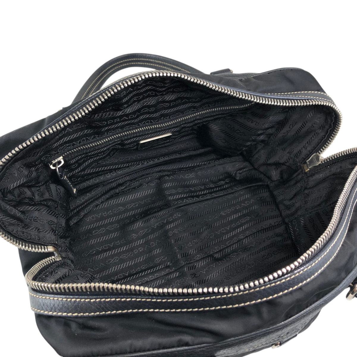 PRADA Logo Boston bag Totebag Black Vintage b57rj5