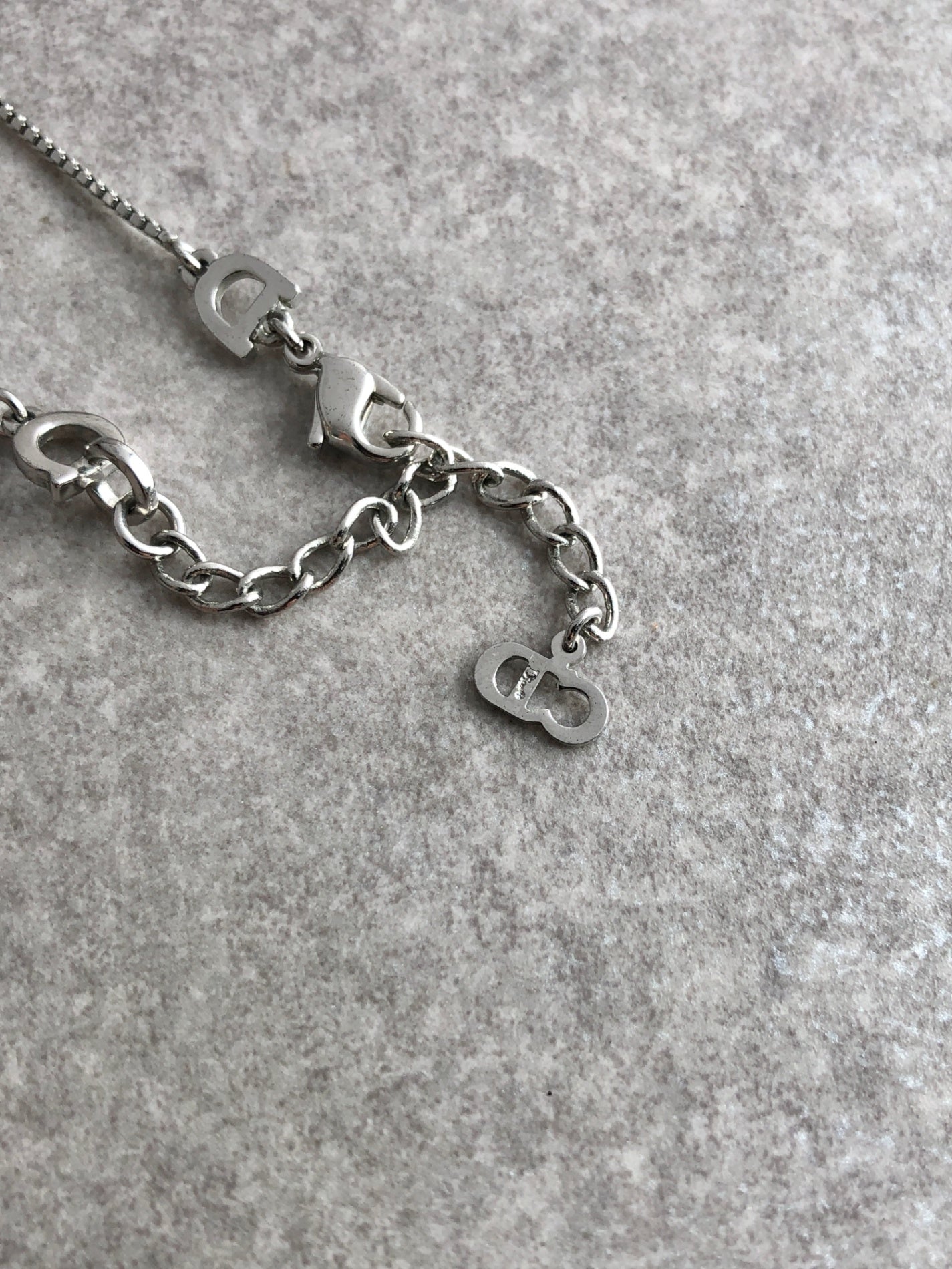 Christian Dior Logo Motif Necklace Silver Vintage tjgg7s