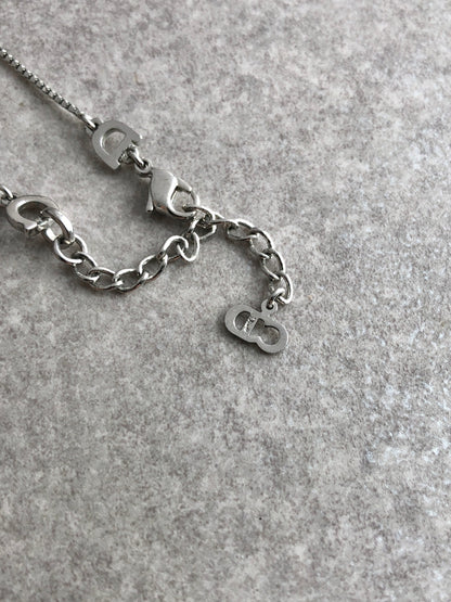 Christian Dior Logo Motif Necklace Silver Vintage tjgg7s