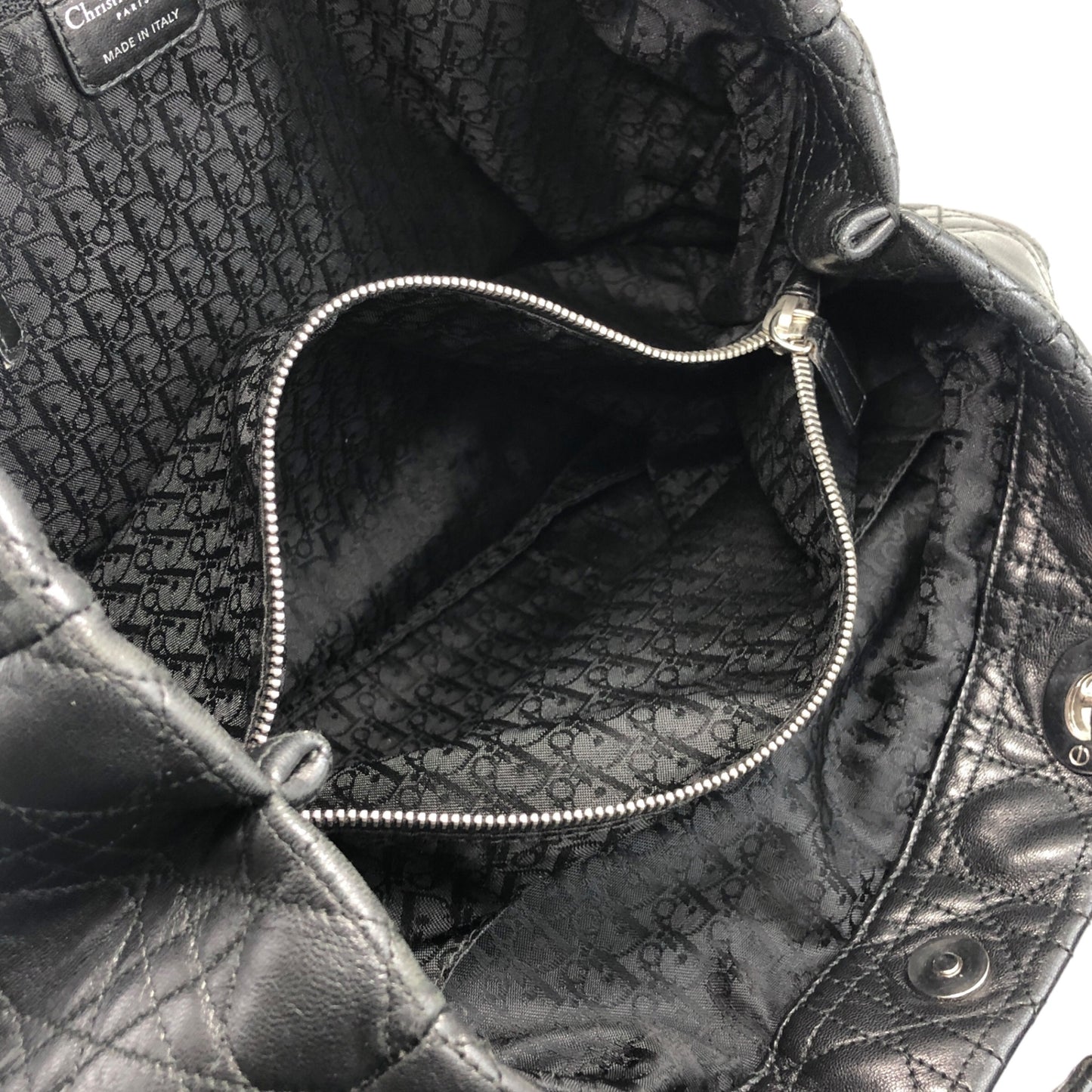 Christian Dior Lady Dior Cannage Charm Totebag Black Vintage niu5pt