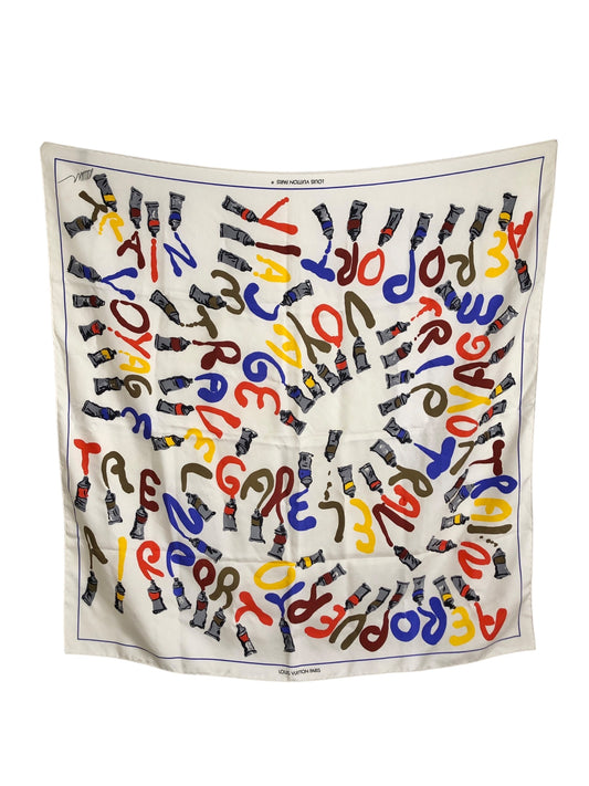 LOUIS VUITTON Scarf White Vintage 6x6gie