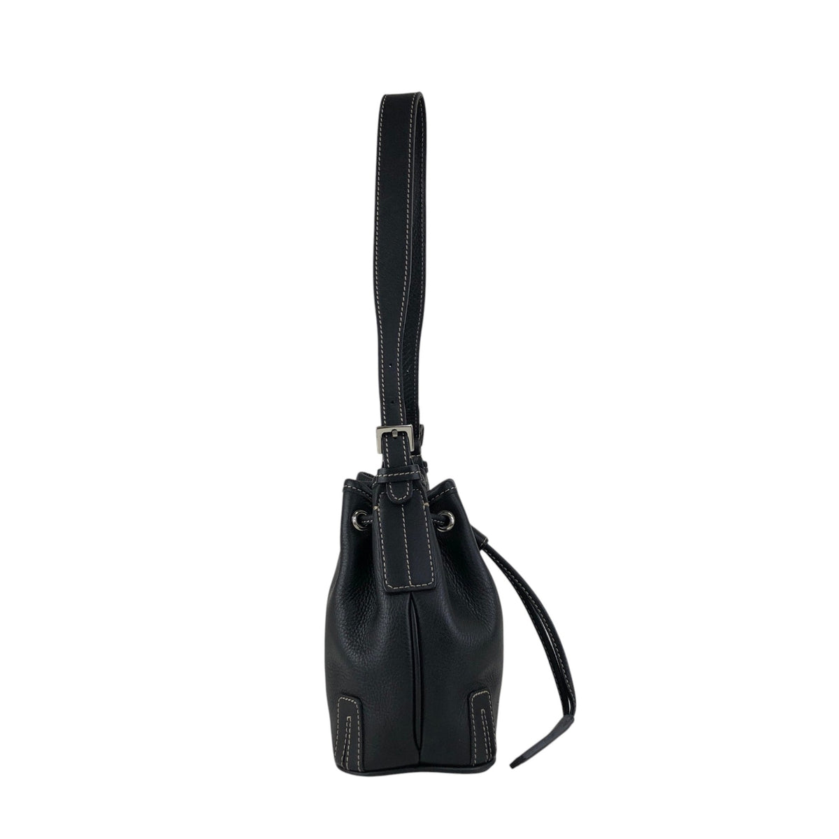 BURBERRY Logo Drawstring Shoulder bag Black Vintage phkwjb