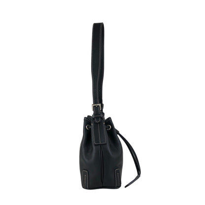 BURBERRY Logo Drawstring Shoulder bag Black Vintage phkwjb