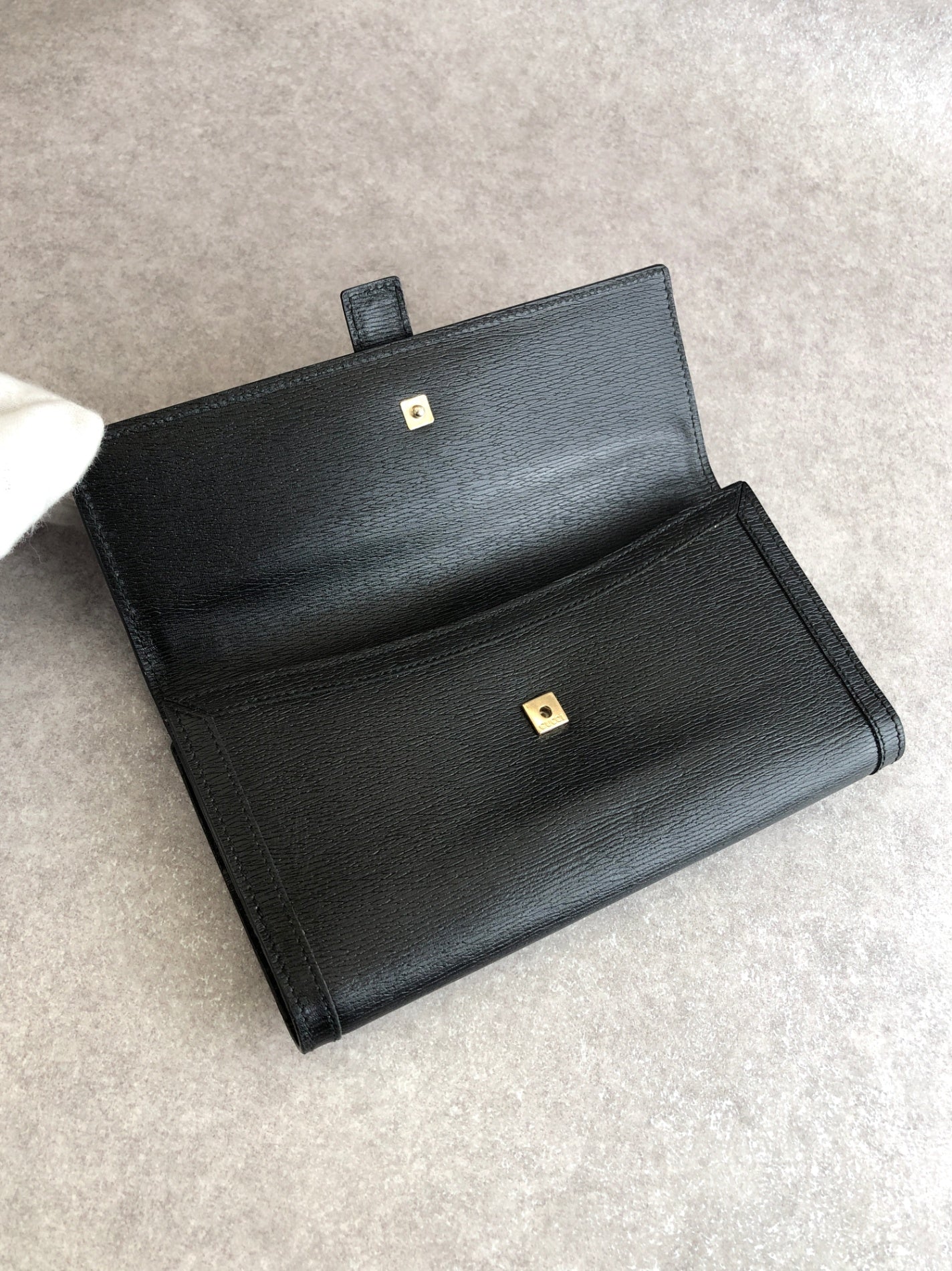 GUCCI Logo Long Wallet Black Vintage dyaswj