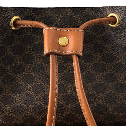 CELINE Macadam Blason Front Pocket Drawstring Shoulder bag Brown Vintage yt4p8e