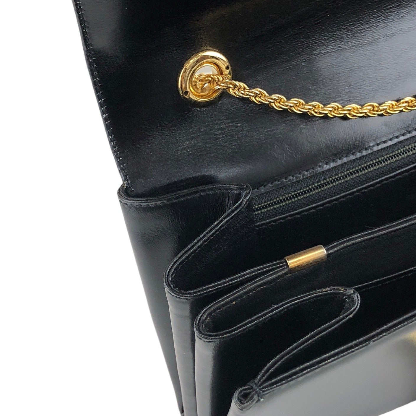 CELINE Blason Chain Shoulder bag Black Vintage 8tu6wa