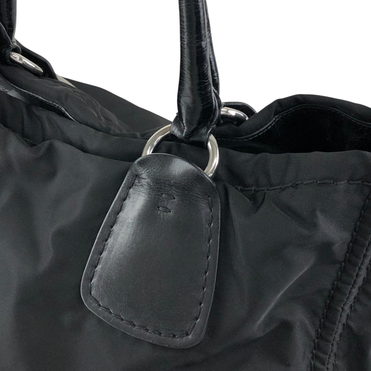 PRADA Triangle Logo Handbag Totebag Black Vintage wd67a4