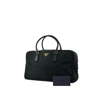 PRADA Tessuto Triangle Logo Small Boston bag Handbag Black BL0088 Vintage yaijvh