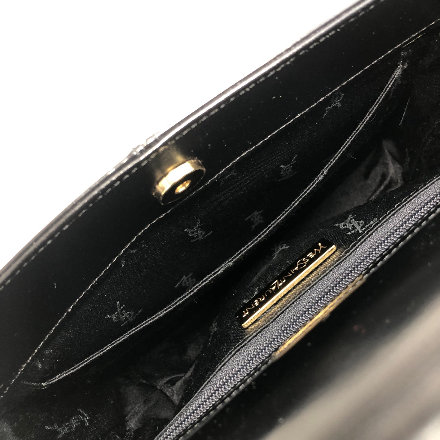 Yves Saint Laurent YSL Logo Handbag Black Vintage saezt8