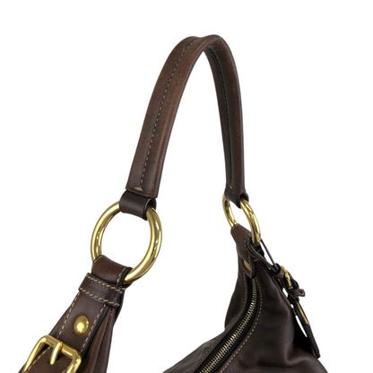 PRADA Logo Handbag Hobobag Brown Vintage c7p34v