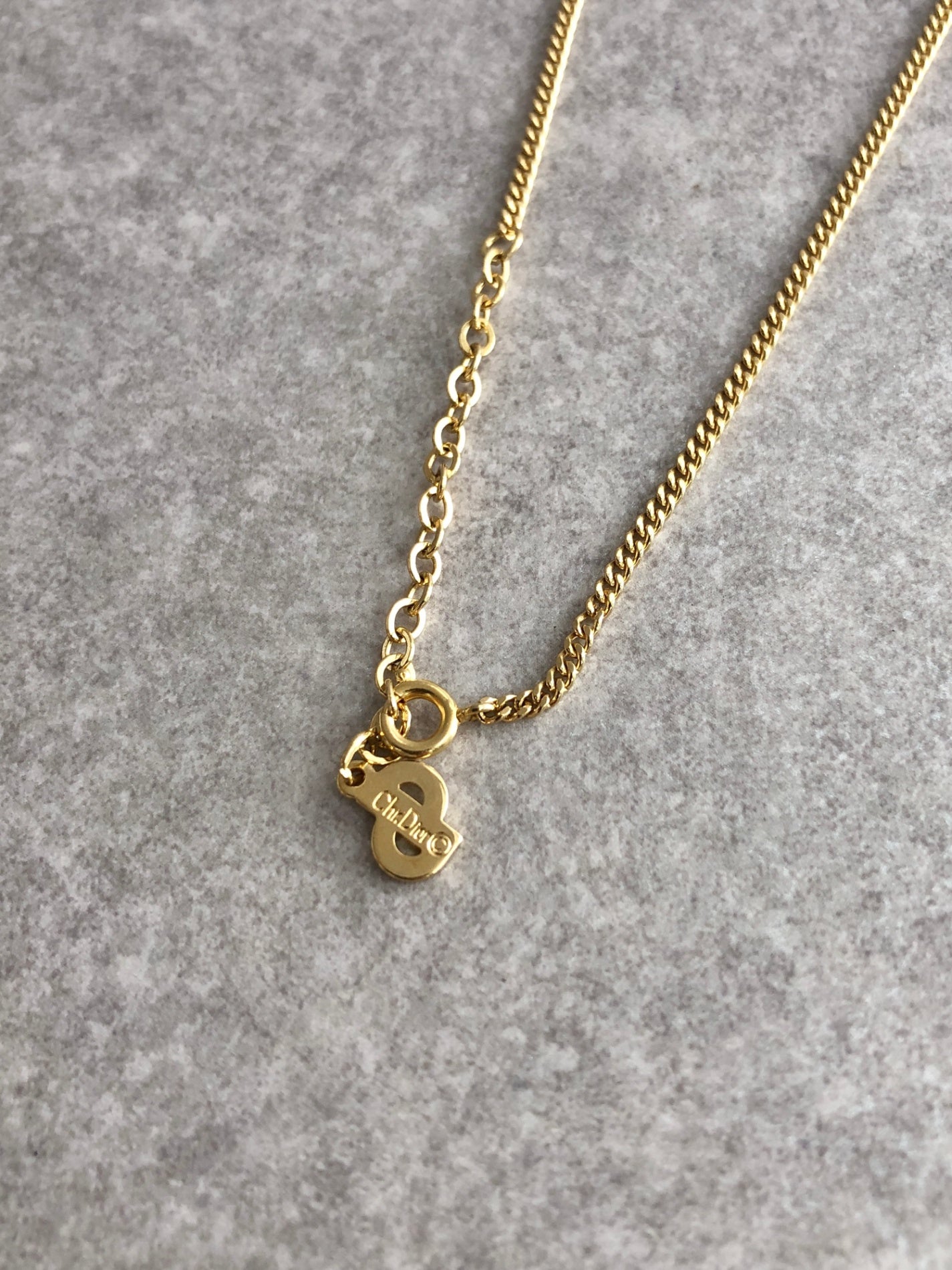 Christian Dior CD Logo Necklace Gold Vintage 2ie265