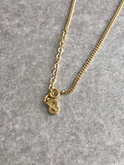 Christian Dior CD Logo Necklace Gold Vintage 2ie265