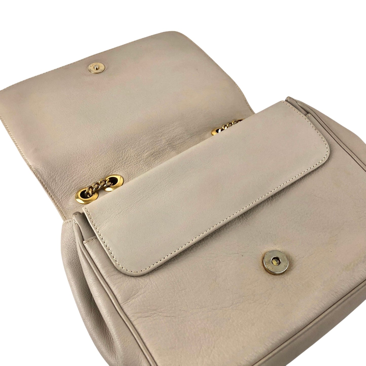 CELINE Triomphe Chain Shoulder bag Beige Vintage em4s7t