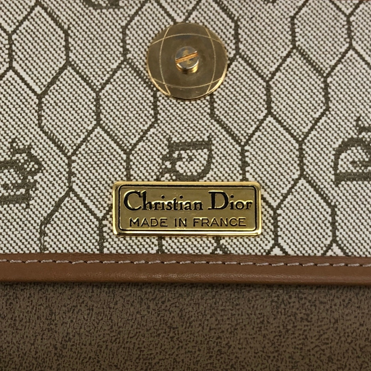 日*4様 ★ Christian Dior 幾何学模様 ボルドー ブランドロゴ Christian Dior Honeycomb Pattern Logo Shoulder bag Beige Vintage