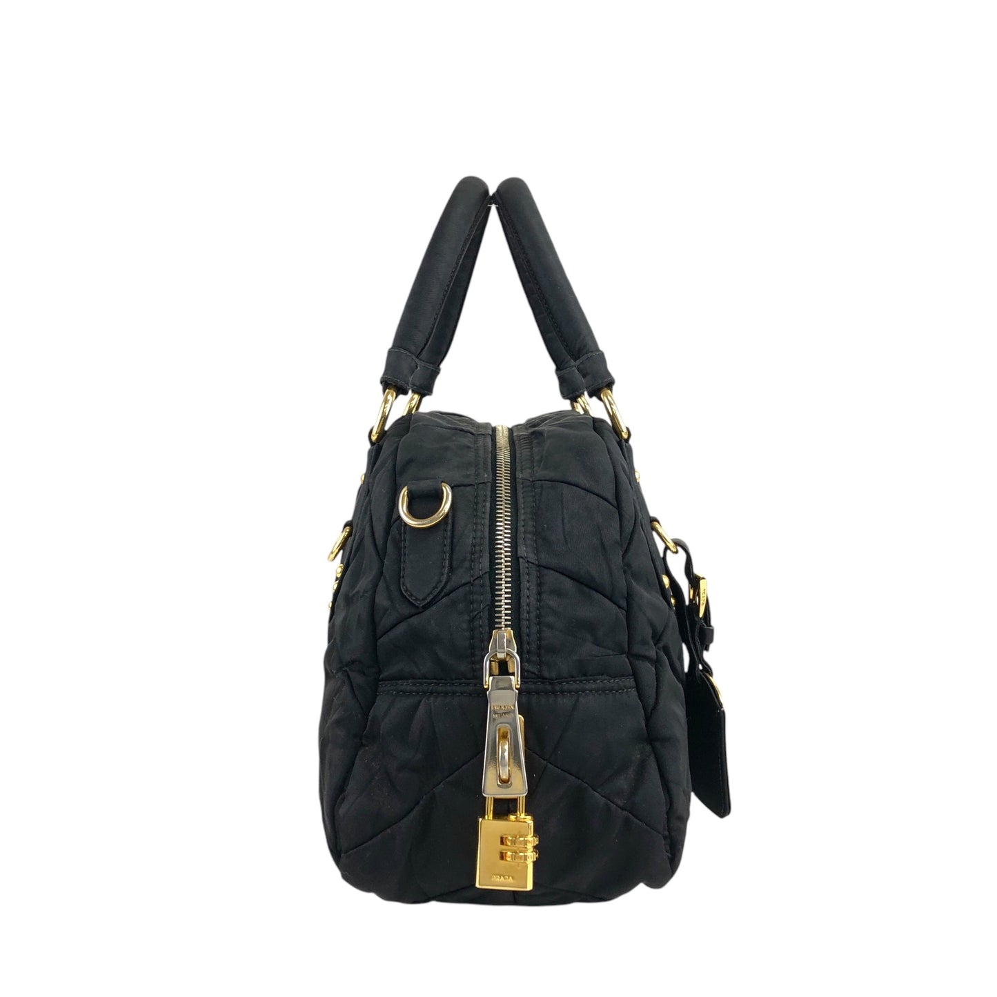 PRADA Logo Two-way Handbag Shoulder bag Black Vintage aw3e2f