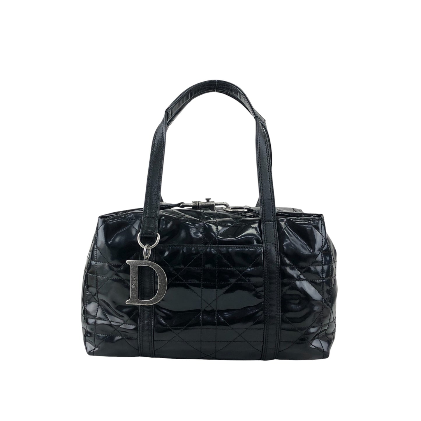 Christian Dior D Motif Small Boston bag Handbag Black Vintage pi6nvd