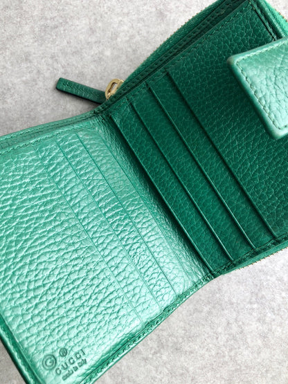 GUCCI GG Pattern Folded Wallet Beige×Green Vintage umn2nb