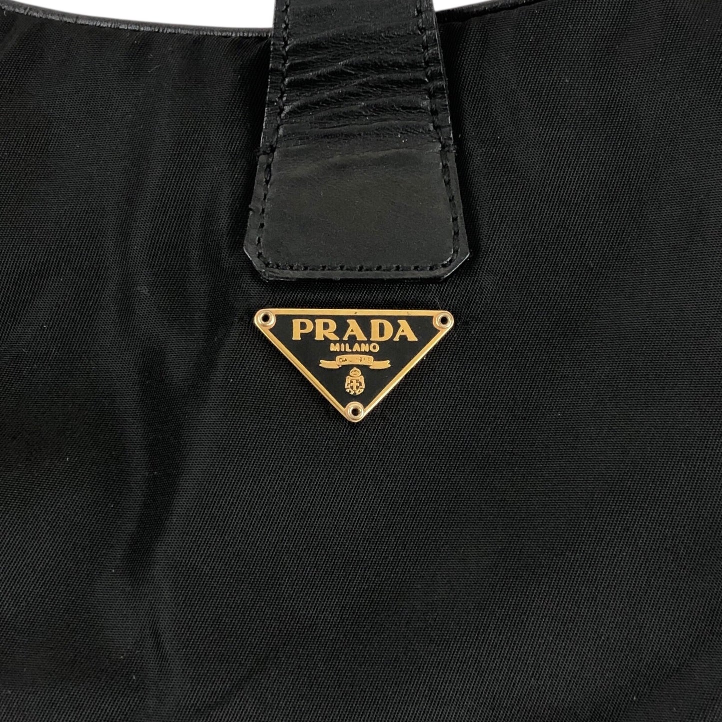 PRADA Tessuto Triangle Logo Turn Lock Shoulder bag Black Vintage 5mvw3a