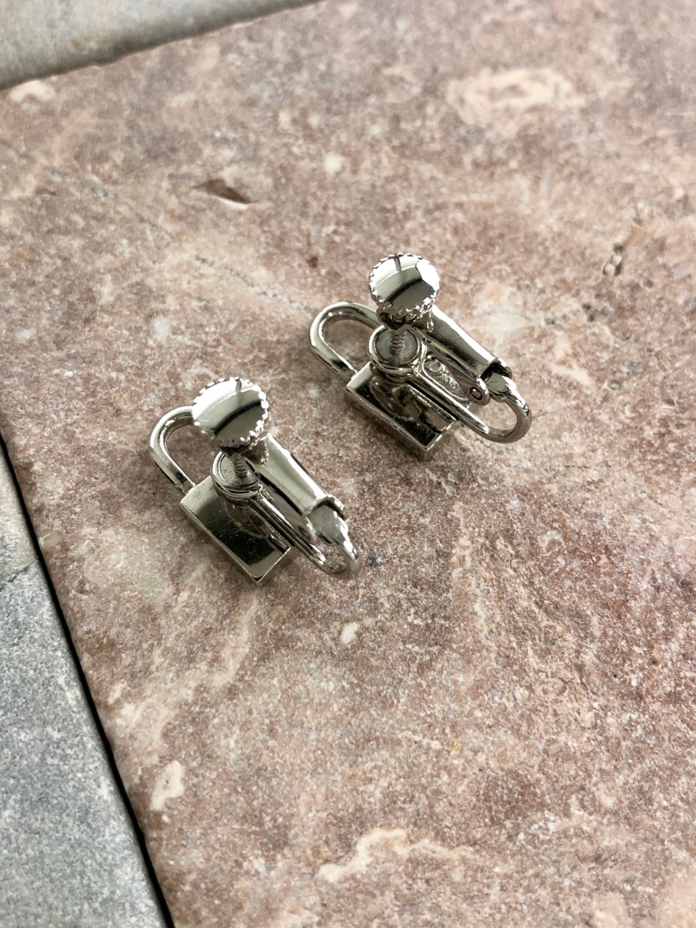 Christian Dior Logo Earrings Silver Vintage sdenbn