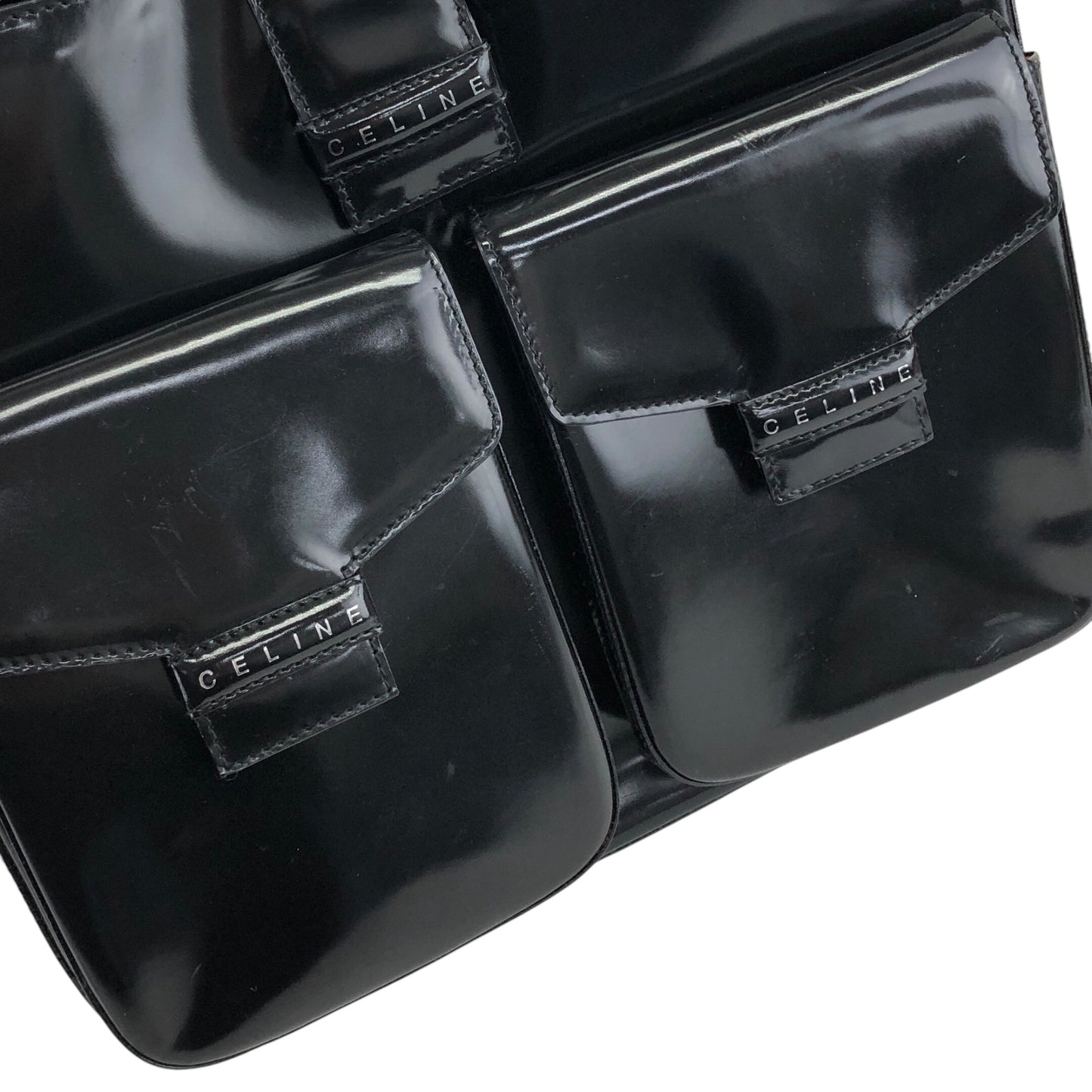 CELINE Logo Shoulder bag Black Vintage tabt7f