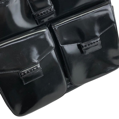 CELINE Logo Shoulder bag Black Vintage tabt7f