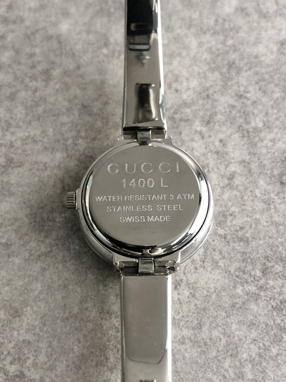 GUCCI Logo Quartz Watch Silver 1400L Vintage yjvsra