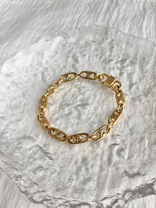CELINE Blason Bracelet Gold Vintage ux3b2s