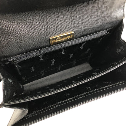Yves Saint Laurent YSL Logo Leather Two-way Handbag Shoulder bag Black Vintage ffwsya