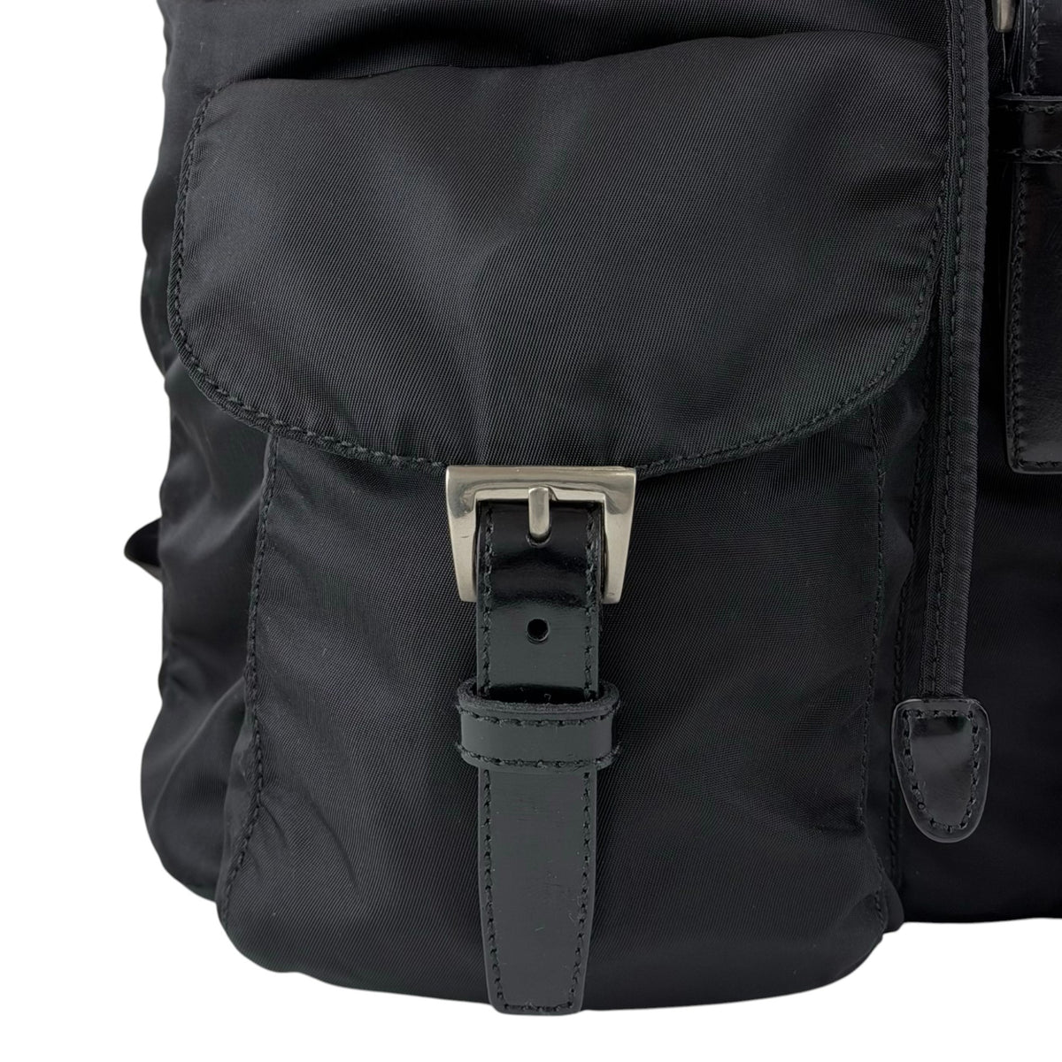 PRADA Tessuto Triangle Logo Double Pocket Backpack Black Vintage 8fef48