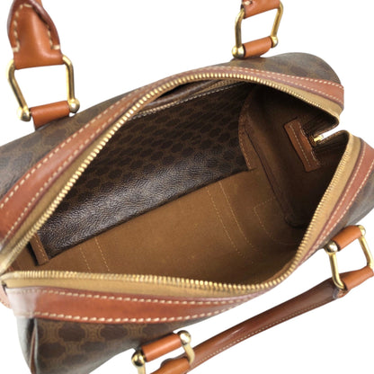 CELINE Macadam Blason Handbag Boston bag Brown Vintage sh72vd