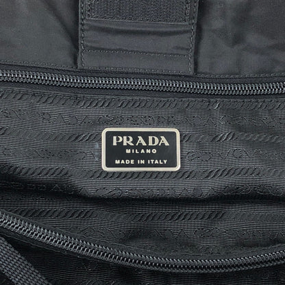 PRADA Tessuto Triangle Logo Double Pocket Totebag Black Vintage ui25rj